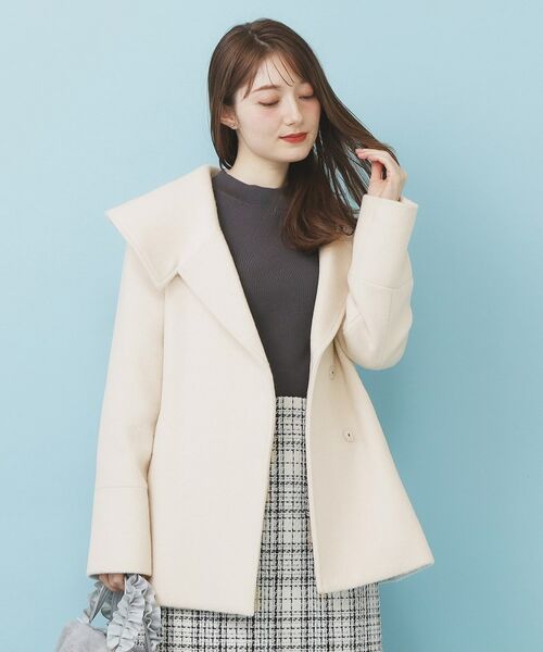 index / インデックス その他アウター | ベルト付ビッグカラーミドルコート(グレージュ(050))