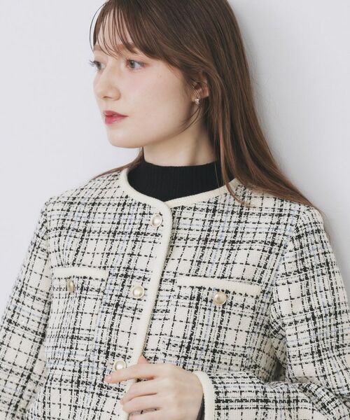 index / インデックス ノーカラージャケット | チェックツイードジャケットコート/セットアップ対応【洗える】 | 詳細1
