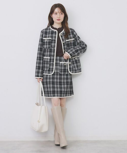 index / インデックス ノーカラージャケット | チェックツイードジャケットコート/セットアップ対応【洗える】 | 詳細11