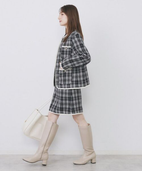 index / インデックス ノーカラージャケット | チェックツイードジャケットコート/セットアップ対応【洗える】 | 詳細12