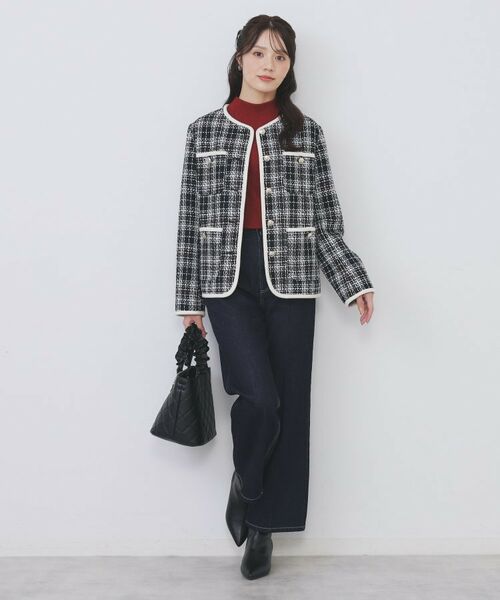 index / インデックス ノーカラージャケット | チェックツイードジャケットコート/セットアップ対応【洗える】 | 詳細13