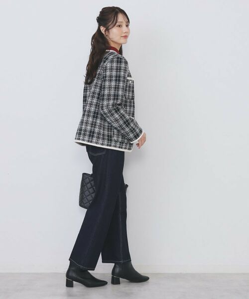 index / インデックス ノーカラージャケット | チェックツイードジャケットコート/セットアップ対応【洗える】 | 詳細14