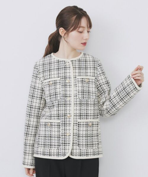 index / インデックス ノーカラージャケット | チェックツイードジャケットコート/セットアップ対応【洗える】 | 詳細17