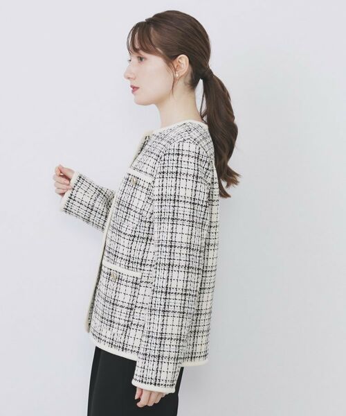 index / インデックス ノーカラージャケット | チェックツイードジャケットコート/セットアップ対応【洗える】 | 詳細18