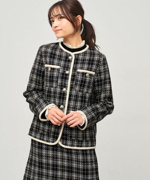 index / インデックス ノーカラージャケット | チェックツイードジャケットコート/セットアップ対応【洗える】 | 詳細25