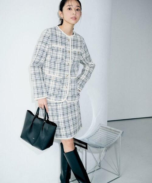 index / インデックス ノーカラージャケット | チェックツイードジャケットコート/セットアップ対応【洗える】 | 詳細28