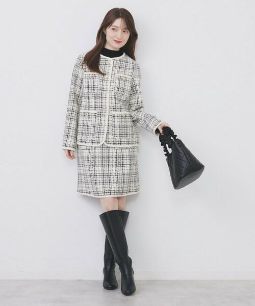 index / インデックス ノーカラージャケット | チェックツイードジャケットコート/セットアップ対応【洗える】 | 詳細3