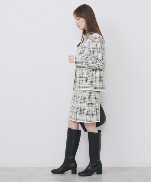 index / インデックス ノーカラージャケット | チェックツイードジャケットコート/セットアップ対応【洗える】 | 詳細4