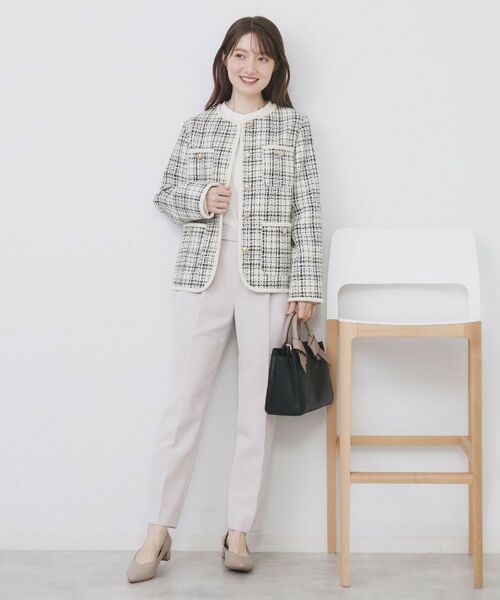 index / インデックス ノーカラージャケット | チェックツイードジャケットコート/セットアップ対応【洗える】 | 詳細5