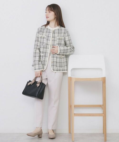 index / インデックス ノーカラージャケット | チェックツイードジャケットコート/セットアップ対応【洗える】 | 詳細6