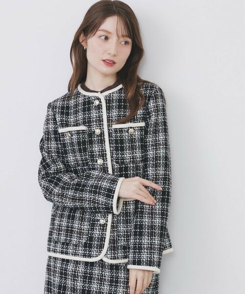 index / インデックス ノーカラージャケット | チェックツイードジャケットコート/セットアップ対応【洗える】 | 詳細9