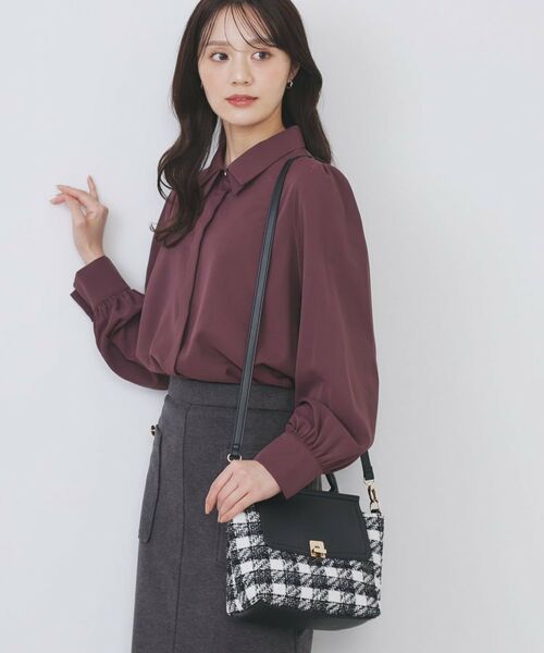 index / インデックス ハンドバッグ | 【2WAY】ラメツイードチェックコンビミドルハンドバッグ | 詳細1