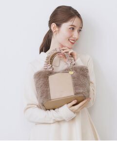 index / インデックス トートバッグ | フリルハンドル フェイクファーミドルトートバッグ