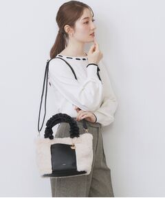 index / インデックス トートバッグ | フリルハンドル フェイクファーミドルトートバッグ