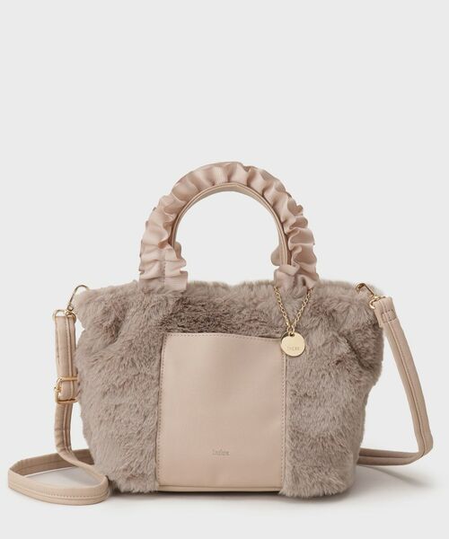 index / インデックス トートバッグ | フリルハンドル フェイクファーミドルトートバッグ | 詳細10