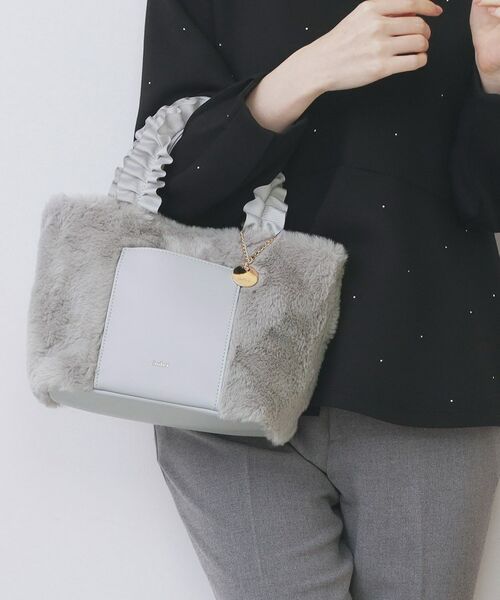 index / インデックス トートバッグ | フリルハンドル フェイクファーミドルトートバッグ | 詳細2