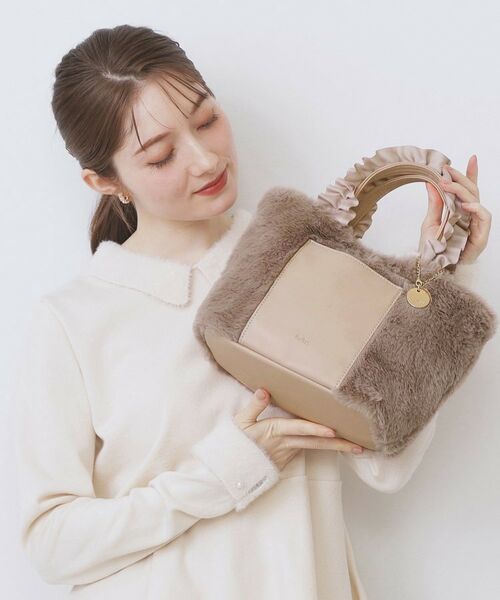 index / インデックス トートバッグ | フリルハンドル フェイクファーミドルトートバッグ | 詳細4