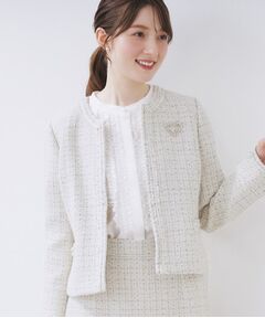 index / インデックス ノーカラージャケット | ≪通勤・セレモニー/セットアップ対応≫ノーカラーツイードジャケット【洗濯機OK】