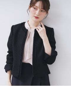 index / インデックス ノーカラージャケット | ≪通勤・セレモニー/セットアップ対応≫ノーカラーツイードジャケット【洗濯機OK】