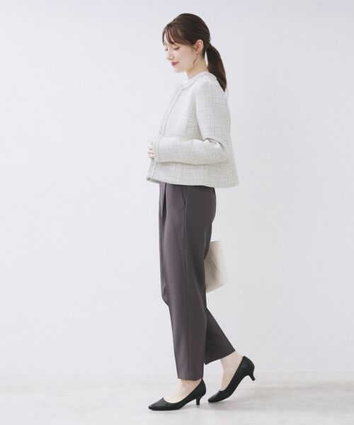 index / インデックス ノーカラージャケット | ≪通勤・セレモニー/セットアップ対応≫ノーカラーツイードジャケット【洗濯機OK】 | 詳細13