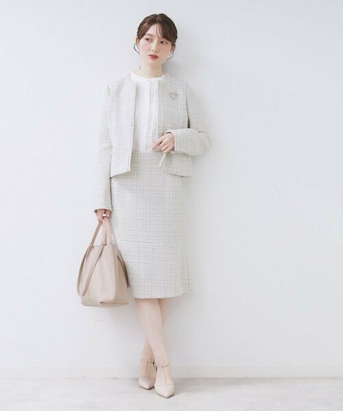 index / インデックス ノーカラージャケット | ≪通勤・セレモニー/セットアップ対応≫ノーカラーツイードジャケット【洗濯機OK】 | 詳細15