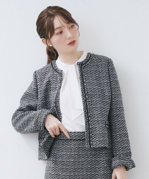 index / インデックス ノーカラージャケット | ≪通勤・セレモニー/セットアップ対応≫ノーカラーツイードジャケット【洗濯機OK】 | 詳細19