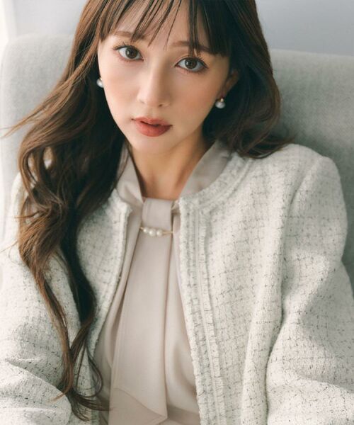 index / インデックス ノーカラージャケット | ≪通勤・セレモニー/セットアップ対応≫ノーカラーツイードジャケット【洗濯機OK】 | 詳細2