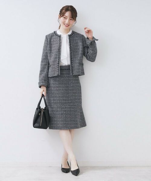 index / インデックス ノーカラージャケット | ≪通勤・セレモニー/セットアップ対応≫ノーカラーツイードジャケット【洗濯機OK】 | 詳細20