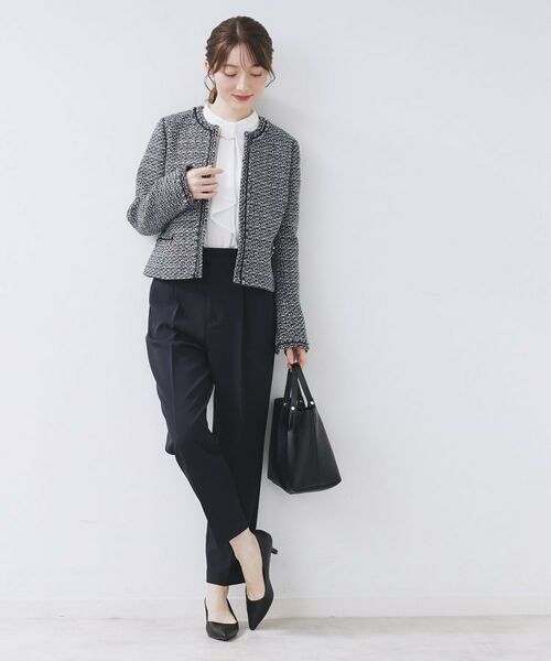 index / インデックス ノーカラージャケット | ≪通勤・セレモニー/セットアップ対応≫ノーカラーツイードジャケット【洗濯機OK】 | 詳細24