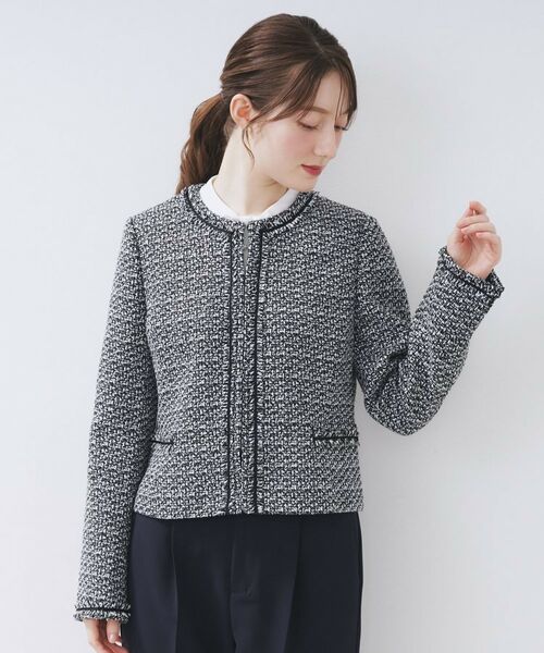 index / インデックス ノーカラージャケット | ≪通勤・セレモニー/セットアップ対応≫ノーカラーツイードジャケット【洗濯機OK】 | 詳細27