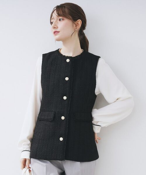 index / インデックス ベスト | ファンシーツイードペプラムジレ【洗える】 | 詳細1