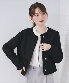 index / インデックス ノーカラージャケット | ファンシーツイードノーカラージャケット【洗える】