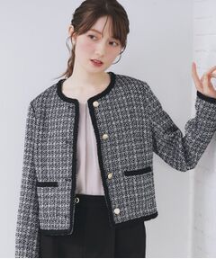 Kith ノーカラーチェックジャケット 小さいサイズ】カラーレスジャケット/制菌加工/洗える(ノー