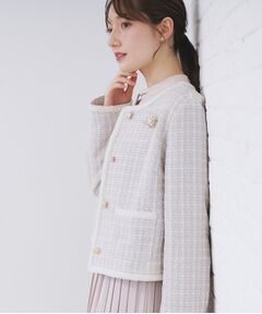 index / インデックス ノーカラージャケット | ファンシーツイードノーカラージャケット【洗える】