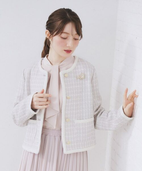 index / インデックス ノーカラージャケット | ファンシーツイードノーカラージャケット【洗える】 | 詳細11