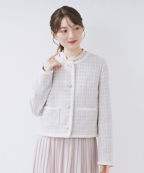 index / インデックス ノーカラージャケット | ファンシーツイードノーカラージャケット【洗える】 | 詳細16