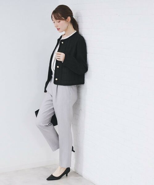 index / インデックス ノーカラージャケット | ファンシーツイードノーカラージャケット【洗える】 | 詳細3