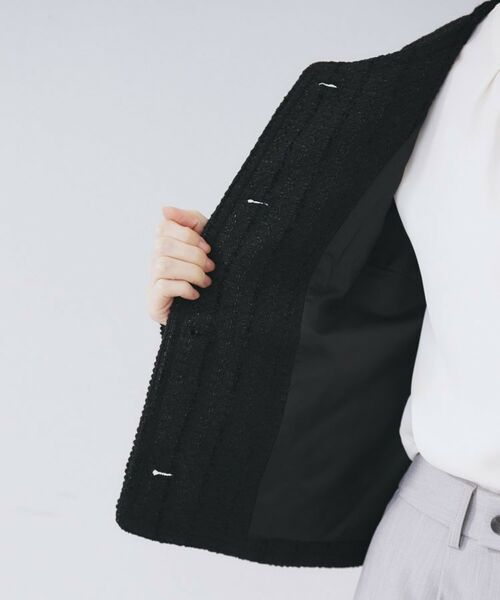 index / インデックス ノーカラージャケット | ファンシーツイードノーカラージャケット【洗える】 | 詳細4