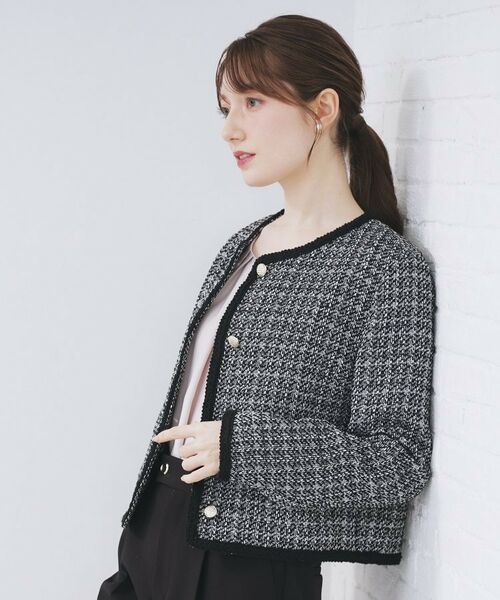 index / インデックス ノーカラージャケット | ファンシーツイードノーカラージャケット【洗える】 | 詳細6
