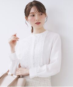 index / インデックス シャツ・ブラウス | バンドカラーフリルブラウス【洗濯機OK/防シワ】