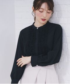 index / インデックス シャツ・ブラウス | バンドカラーフリルブラウス【洗濯機OK/防シワ】