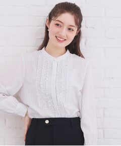 index / インデックス シャツ・ブラウス | バンドカラーフリルブラウス【洗濯機OK/防シワ】