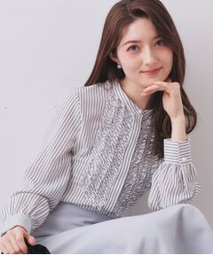 index / インデックス シャツ・ブラウス | バンドカラーフリルブラウス【洗濯機OK/防シワ】