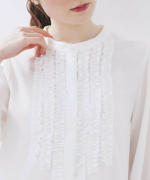 index / インデックス シャツ・ブラウス | バンドカラーフリルブラウス【洗濯機OK/防シワ】 | 詳細20