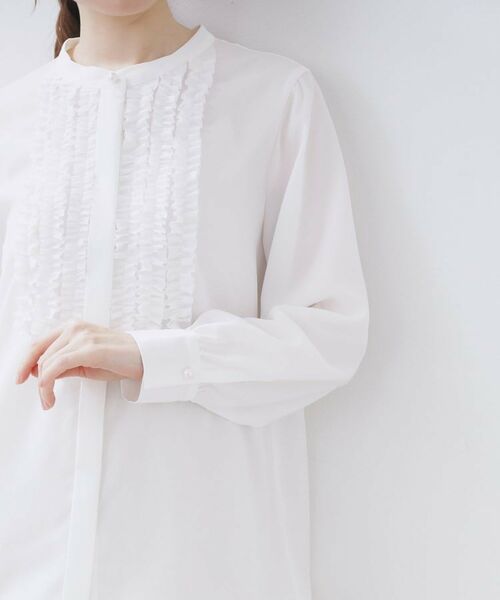 index / インデックス シャツ・ブラウス | バンドカラーフリルブラウス【洗濯機OK/防シワ】 | 詳細21