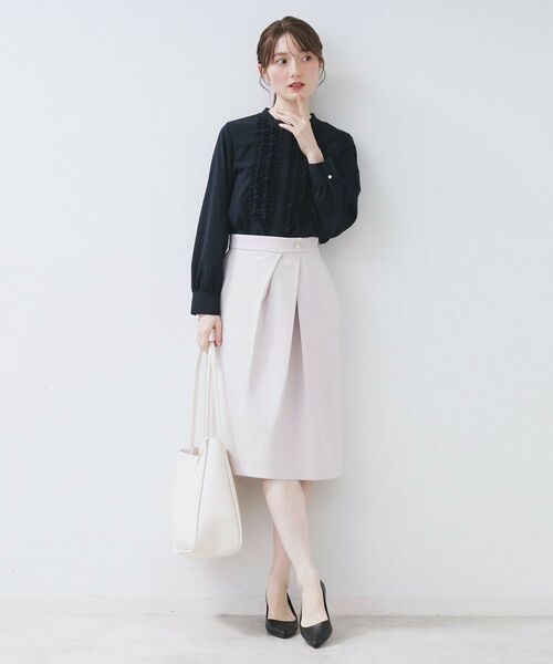 index / インデックス シャツ・ブラウス | バンドカラーフリルブラウス【洗濯機OK/防シワ】 | 詳細7