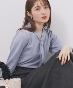 index / インデックス ニット・セーター | ゴールドパーツ付きボウタイニット【洗濯機OK】《10col/XS～LL》