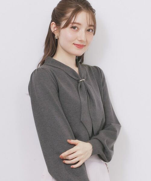 index / インデックス ニット・セーター | ゴールドパーツ付きボウタイニット【洗濯機OK】《10col/XS～LL》 | 詳細1