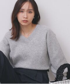 index / インデックス ニット・セーター | 片畦Vネックボクシーパフニット【洗濯機OK】