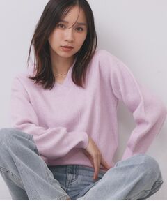 index / インデックス ニット・セーター | 片畦Vネックボクシーパフニット【洗濯機OK】